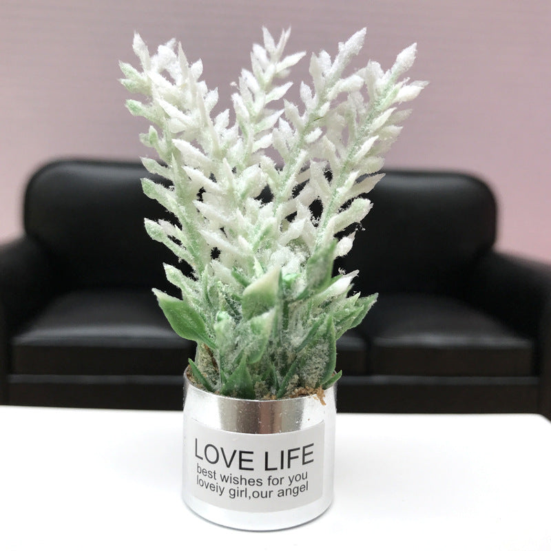 Wholesale 1:12 doll house dollhouse mini model handmadet iron basin lavender flower arrangement fleshy